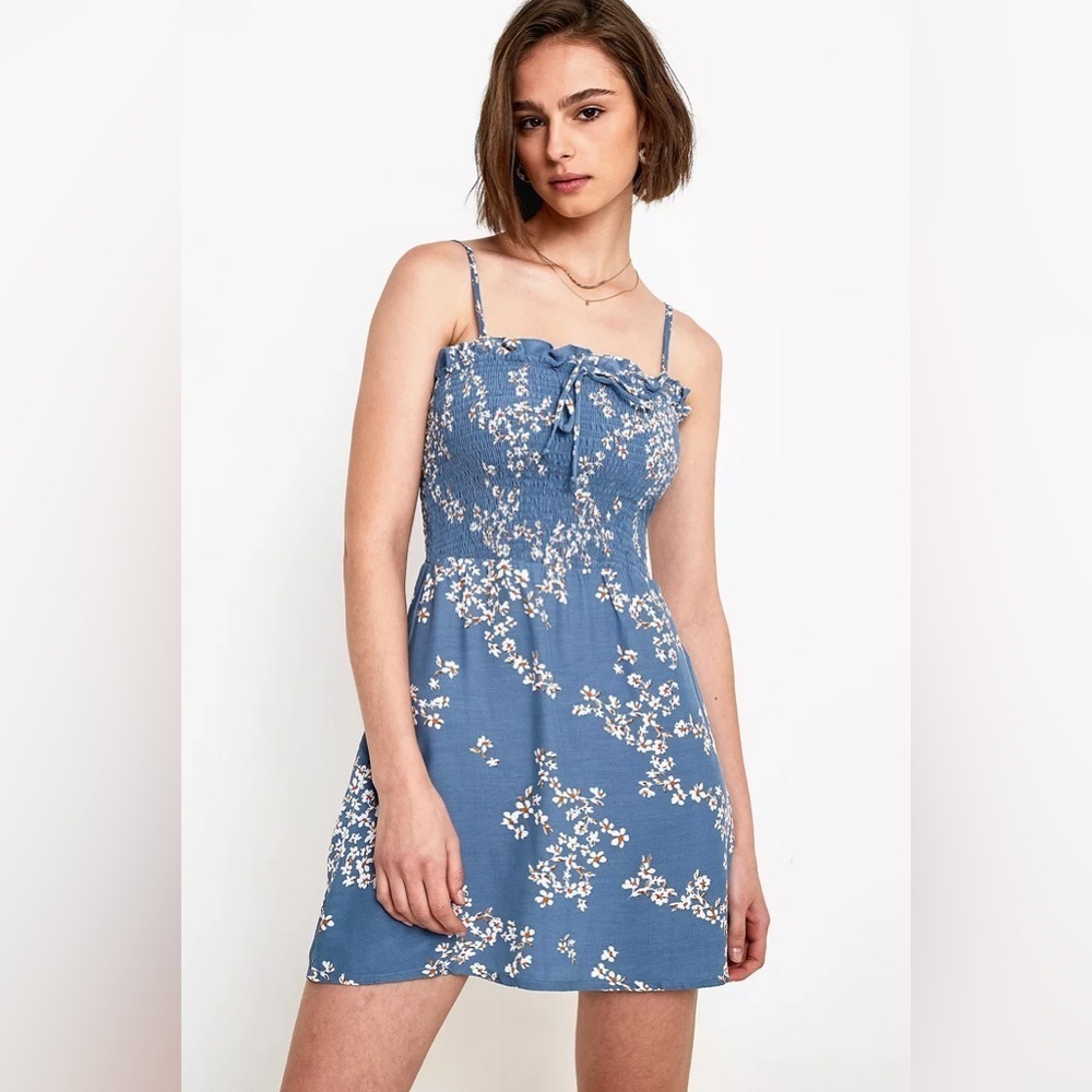 Faithfull The Brand Marni Shirred Dress in Cornflower Blue Cap Estelle (127)
